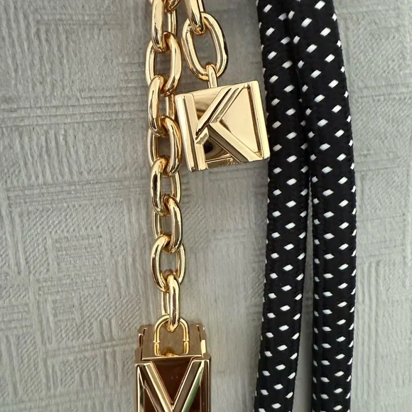 New MICHAEL KORS Gold & Black Cord Bag Charm (CHARM ONLY - bag not included) - Picture 7 of 12